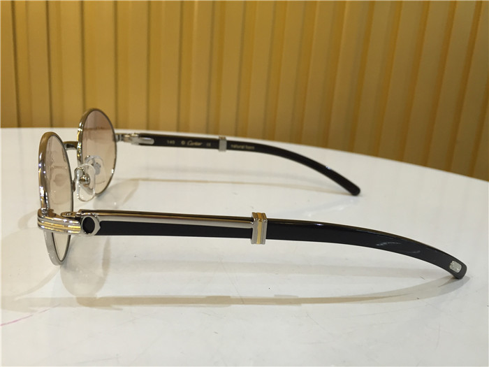 Cartier 7550178 55-22 Black Curve Cattle Horn Sunglasses In Silver Brown - 