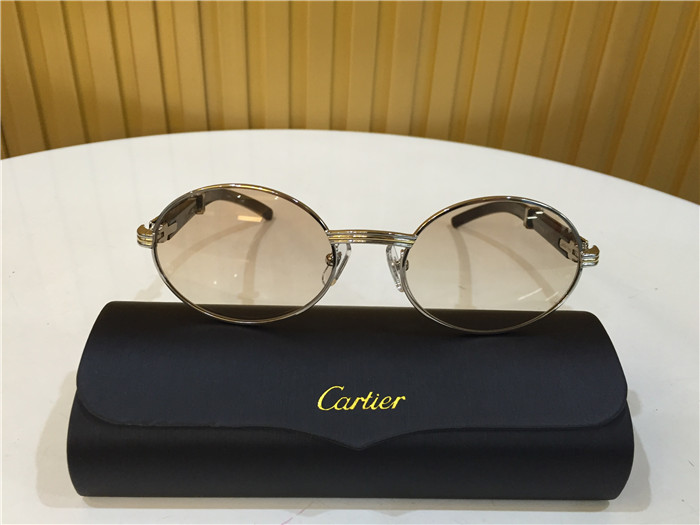 Cartier 7550178 55-22 Black Curve Cattle Horn Sunglasses In Silver Brown - 