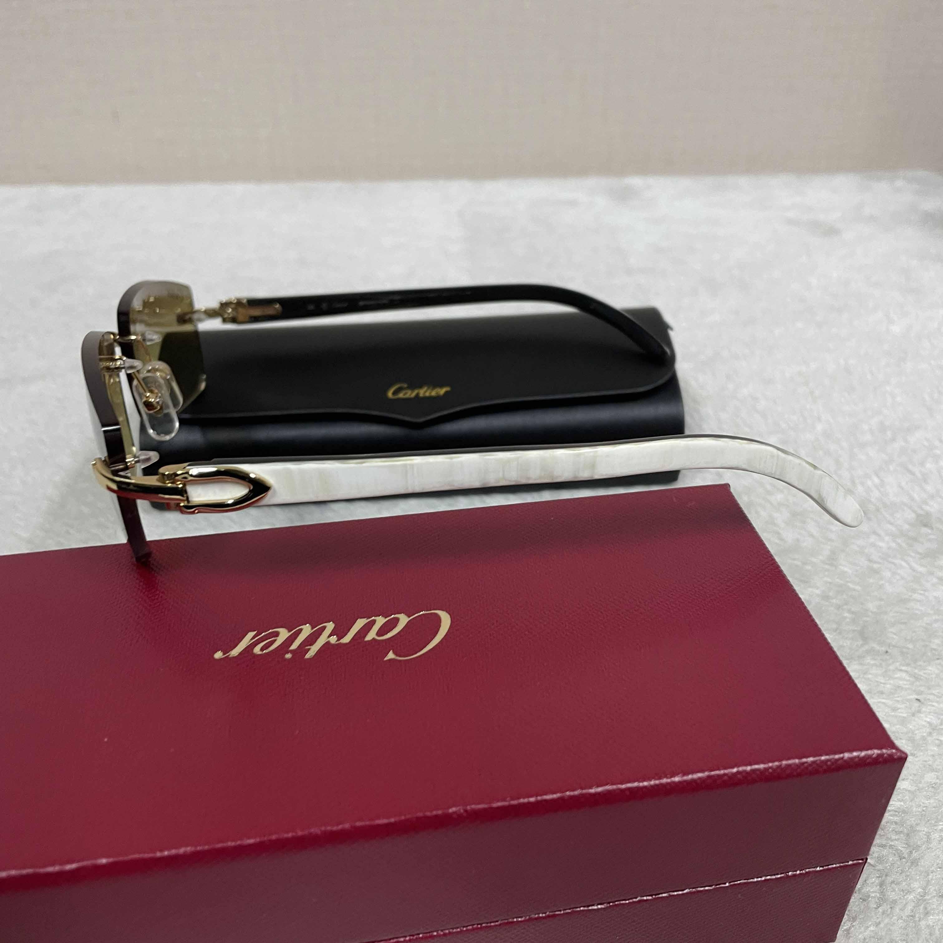 Cartier 3524012 White Buffalo Big Lens Sunglasses In Brown - DesignerGu