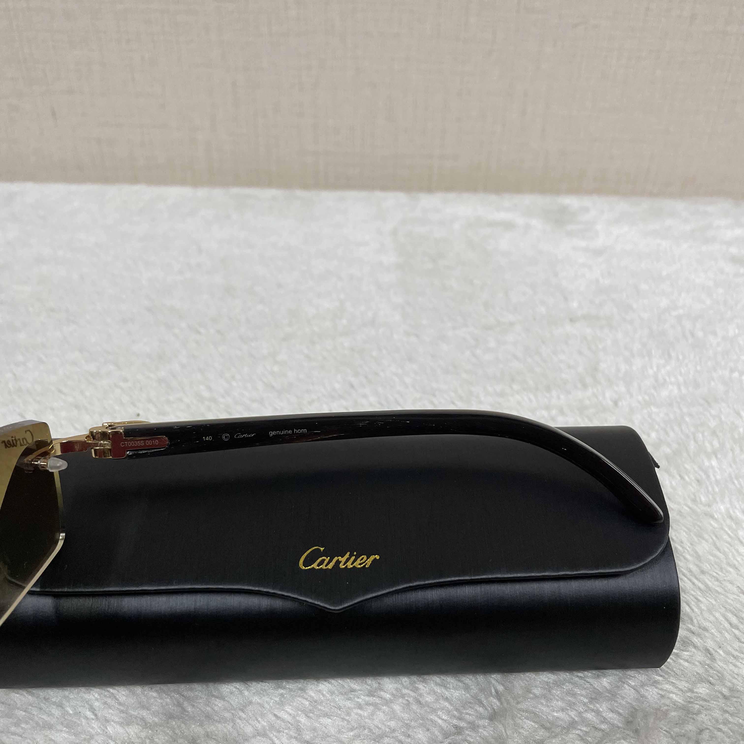 Cartier 3524012 White Buffalo Big Lens Sunglasses In Brown - DesignerGu