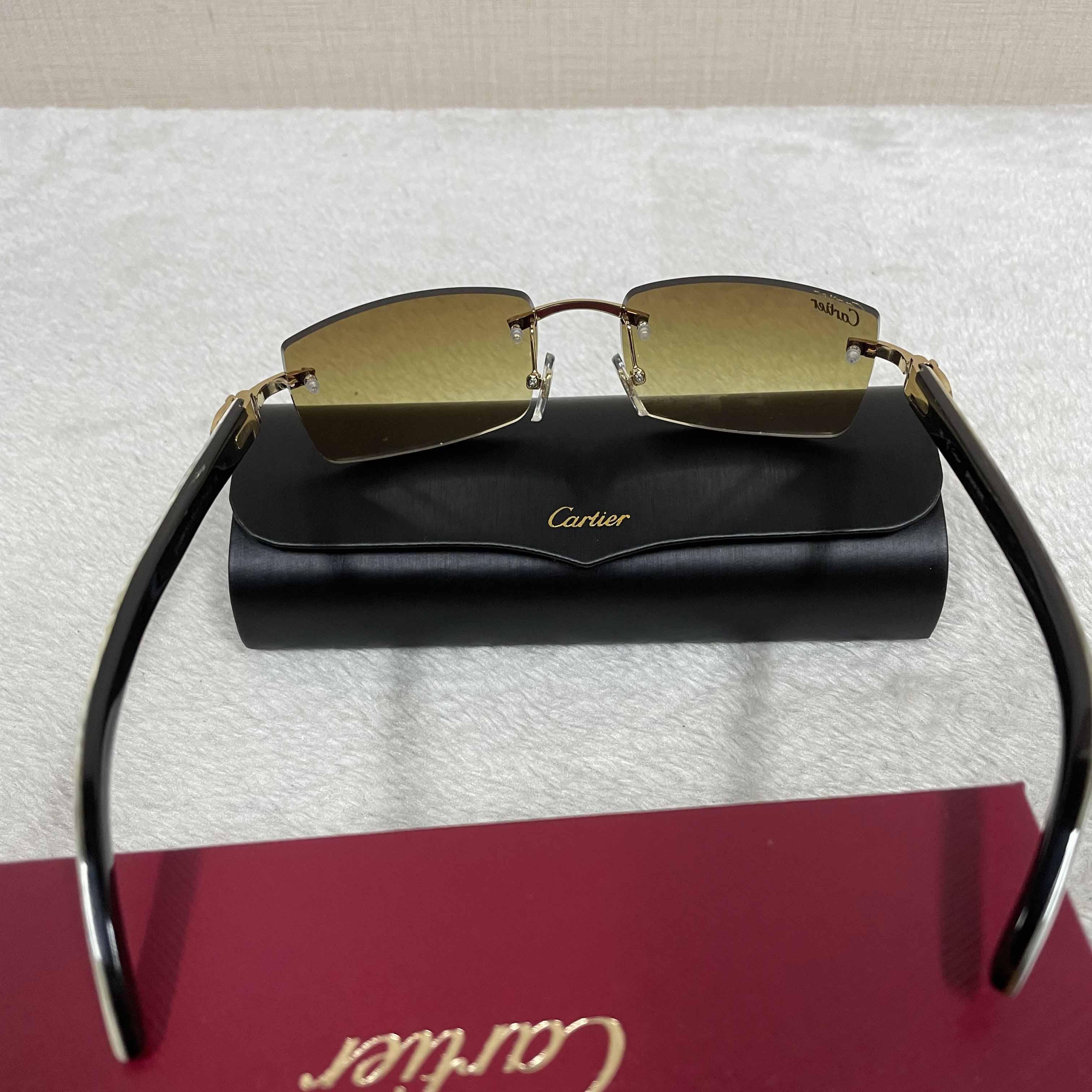 Cartier 3524012 White Buffalo Big Lens Sunglasses In Brown - DesignerGu