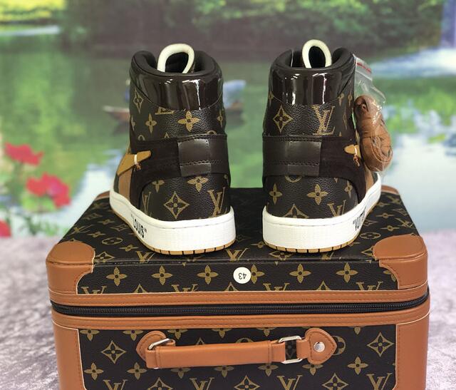 Nike X Off-White X Louis Vuitton Air Jordan 1 Customs Monogram Sneaker - 
