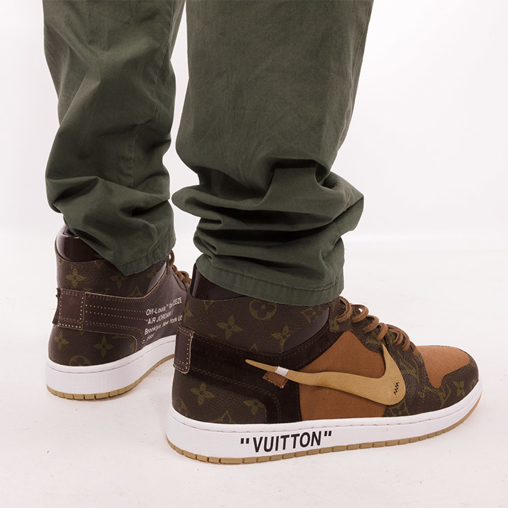 Nike X Off-White X Louis Vuitton Air Jordan 1 Customs Monogram Sneaker - 