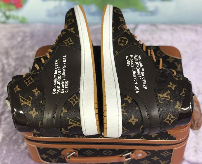 Nike X Off-White X Louis Vuitton Air Jordan 1 Customs Monogram Sneaker - 