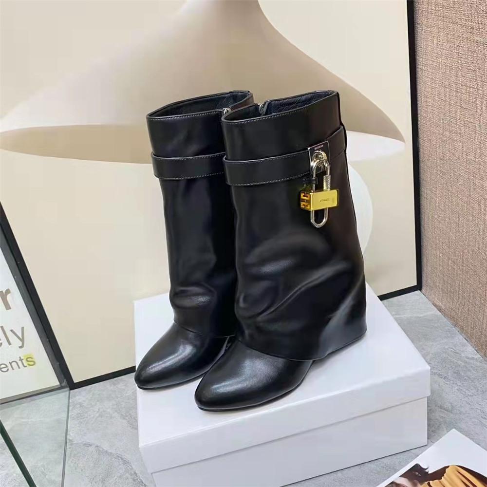 Givenchy Shark Lock Pant Boots In Leather - DesignerGu