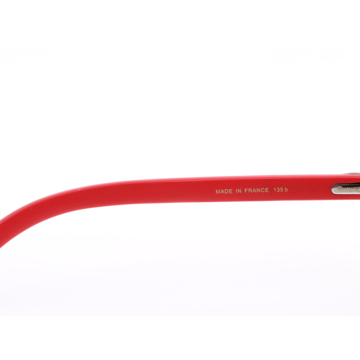 Cartier  8300818 Engrave Lens Red Wood Sunglasses In Silver Brown - 