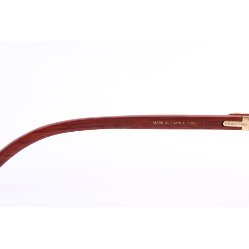 Cartier  8300818 Engrave Lens Wood Sunglasses In Gold Brown - 