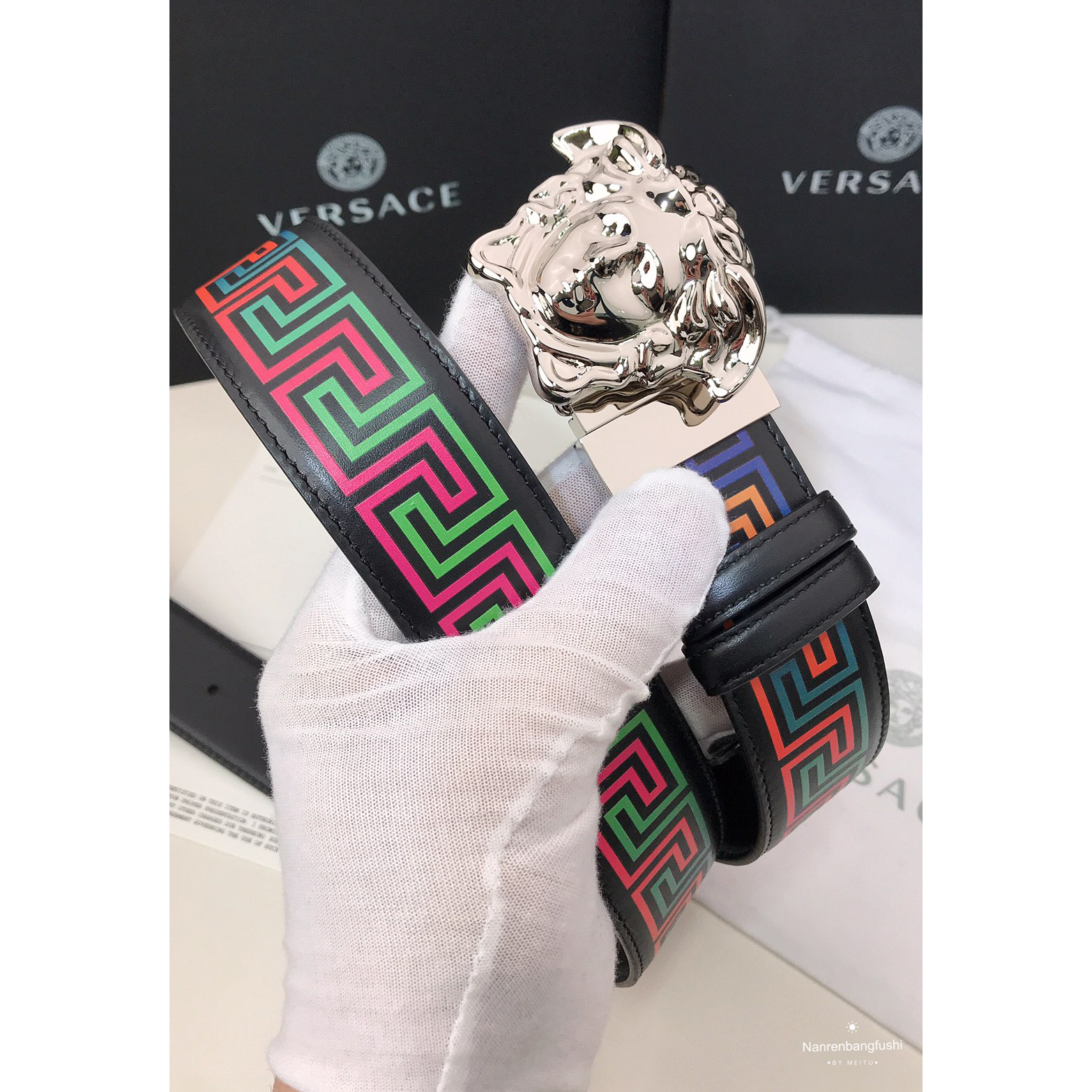 Versace Barocco Print Palazzo 40 MM Belt  - DesignerGu