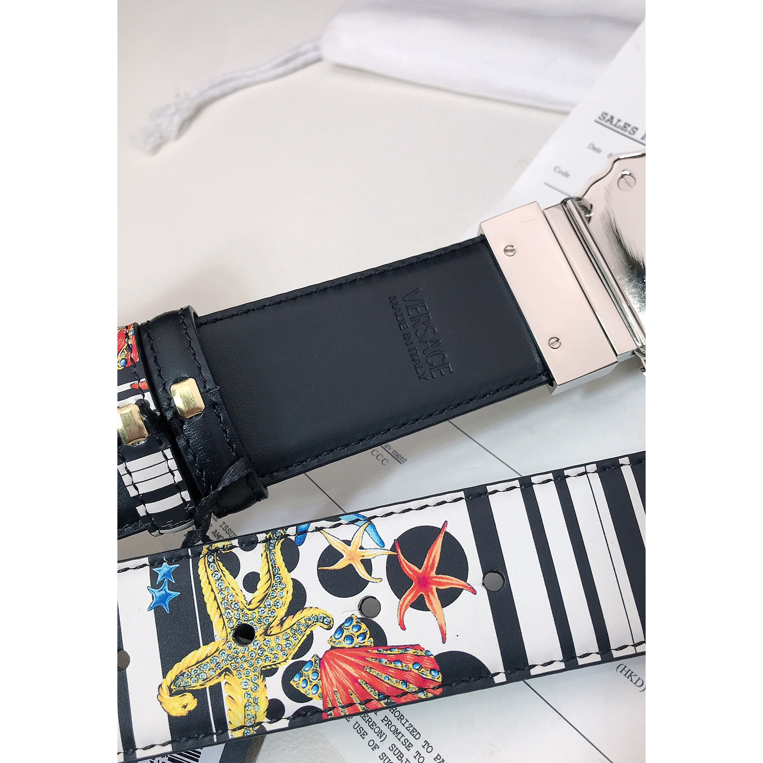 Versace Marine Organism Print 40 MM Belt  - 