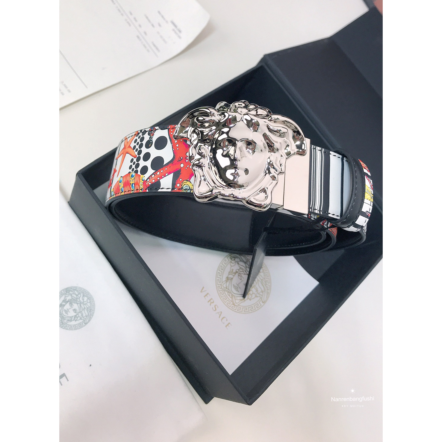 Versace Marine Organism Print 40 MM Belt  - 