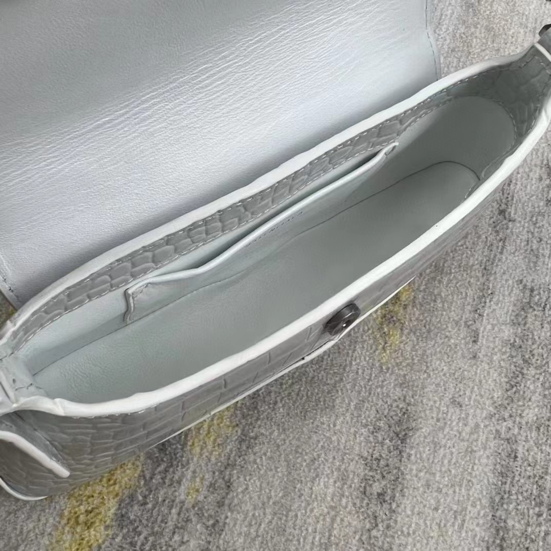 Balenciaga Women's XX Medium Flap Bag Crocodile Embossed In White（27-25.5-4CM） - DesignerGu