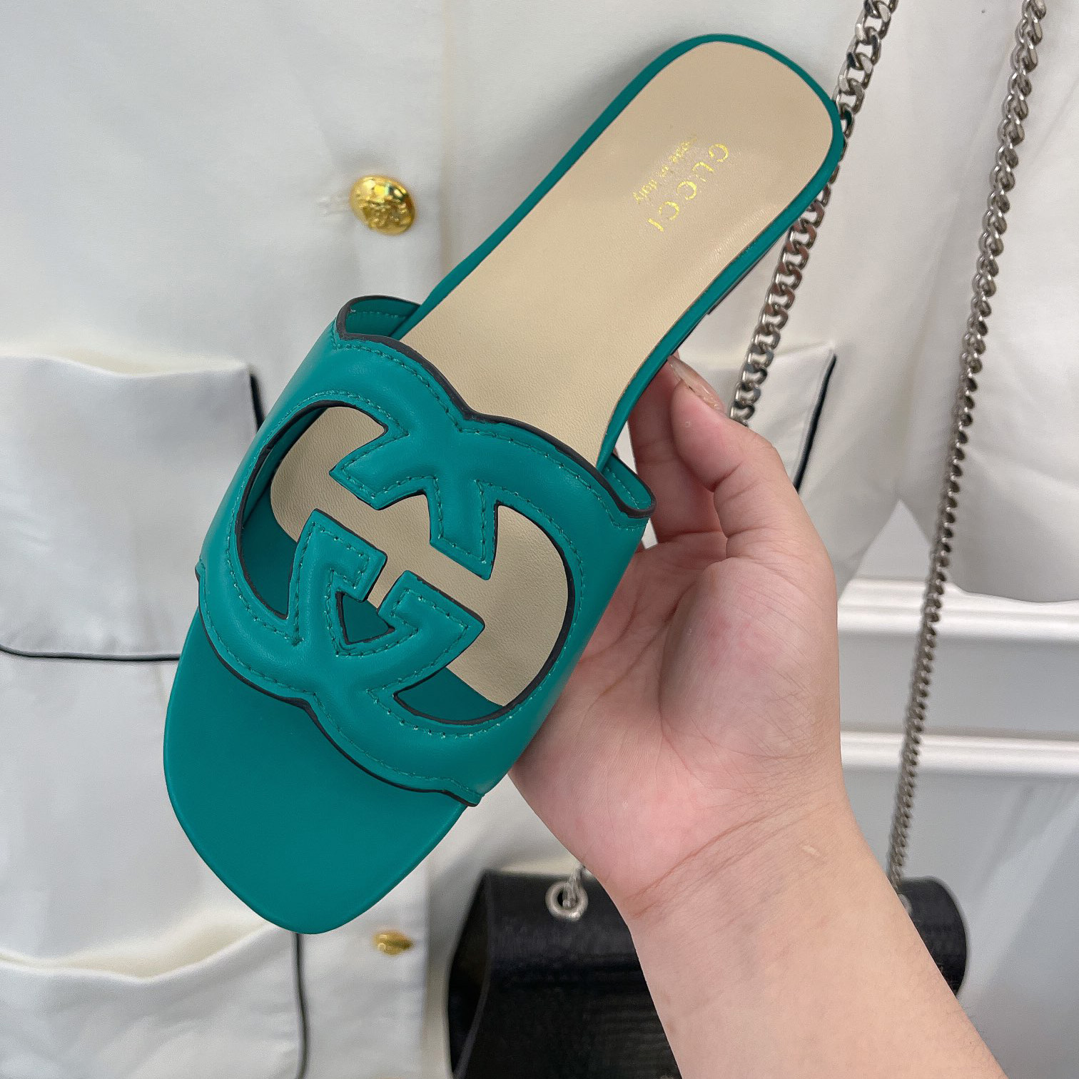 Gucci Women's Interlocking G Cut-Out Slide Sandal - DesignerGu