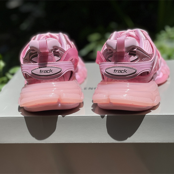 Balenciaga Track Sneaker Clear Sole In Pink Mesh And Nylon - DesignerGu