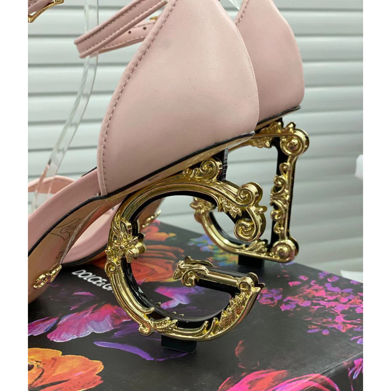 Dolce & Gabbana Nappa Leather Sandals With Baroque DG Heel - 
