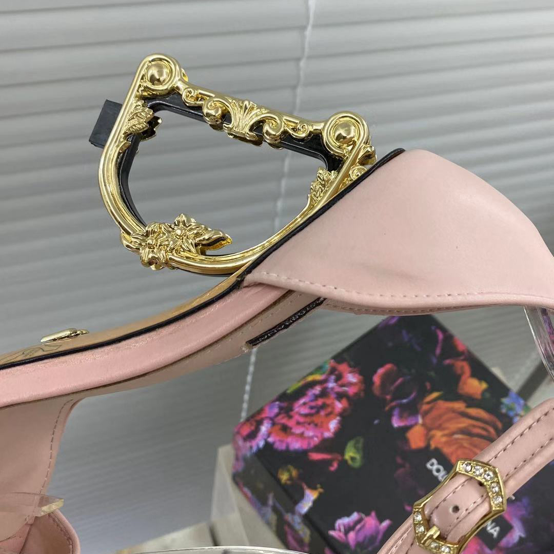 Dolce & Gabbana Nappa Leather Sandals With Baroque DG Heel - 