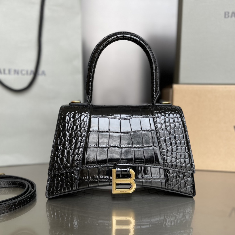 Balenciaga Hourglass Small Handbag In Black  - DesignerGu