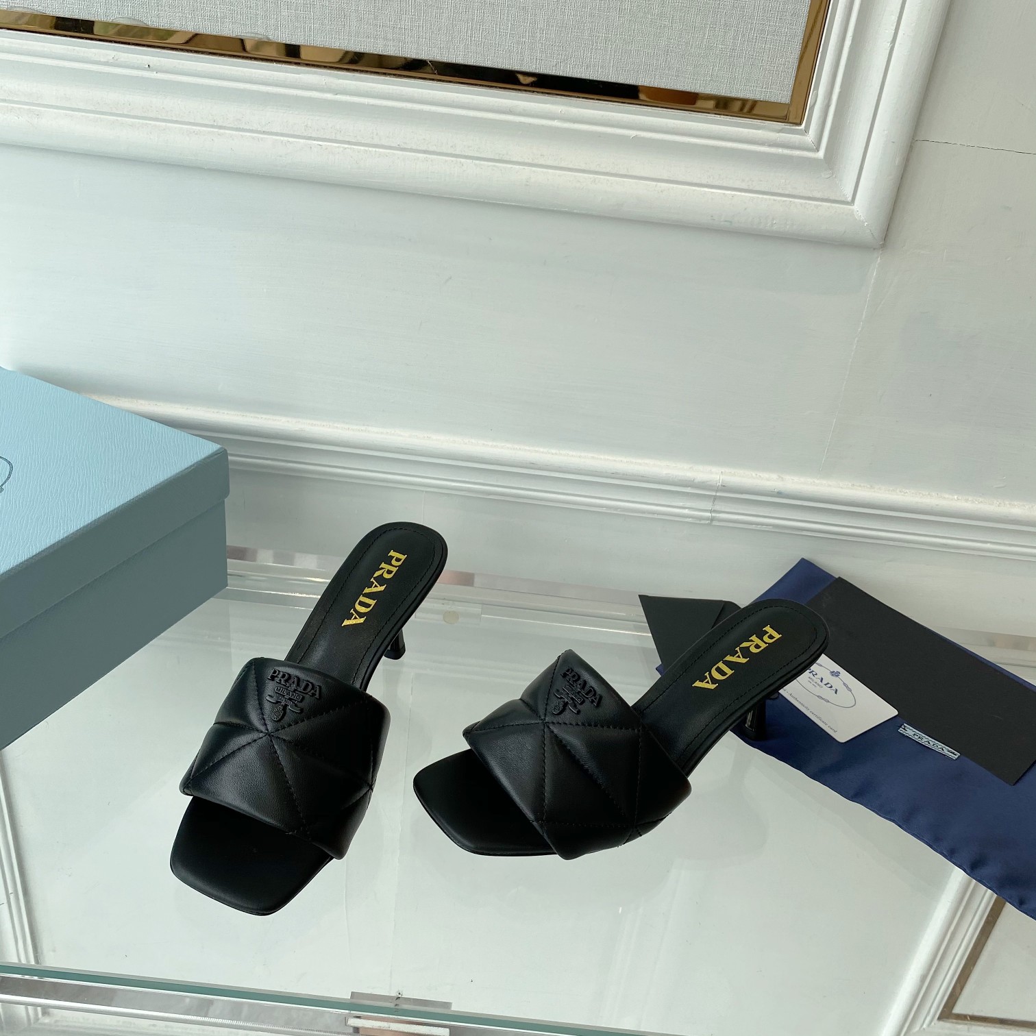 Prada Quilted Nappa Leather Heeled Sandals - DesignerGu