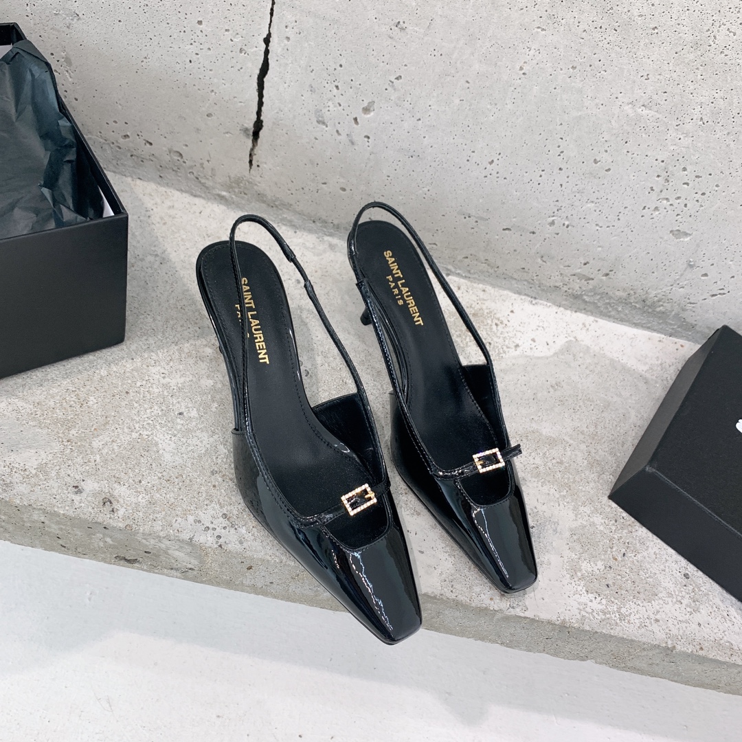 Saint Laurent Blade Slingback Pumps In Patent Leather - 