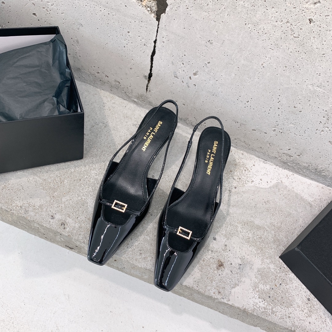 Saint Laurent Blade Slingback Pumps In Patent Leather - 