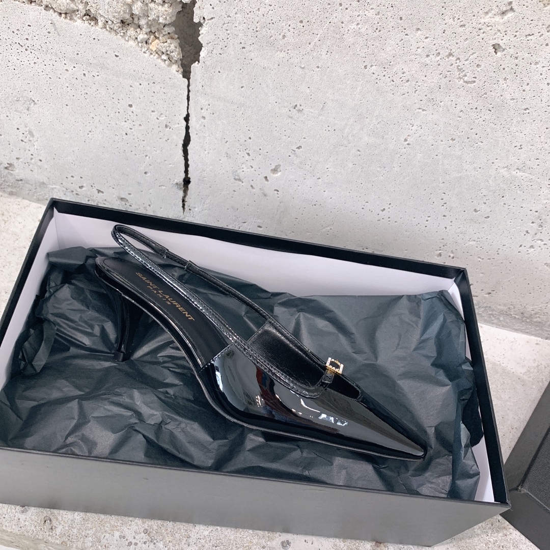 Saint Laurent Blade Slingback Pumps In Patent Leather - 
