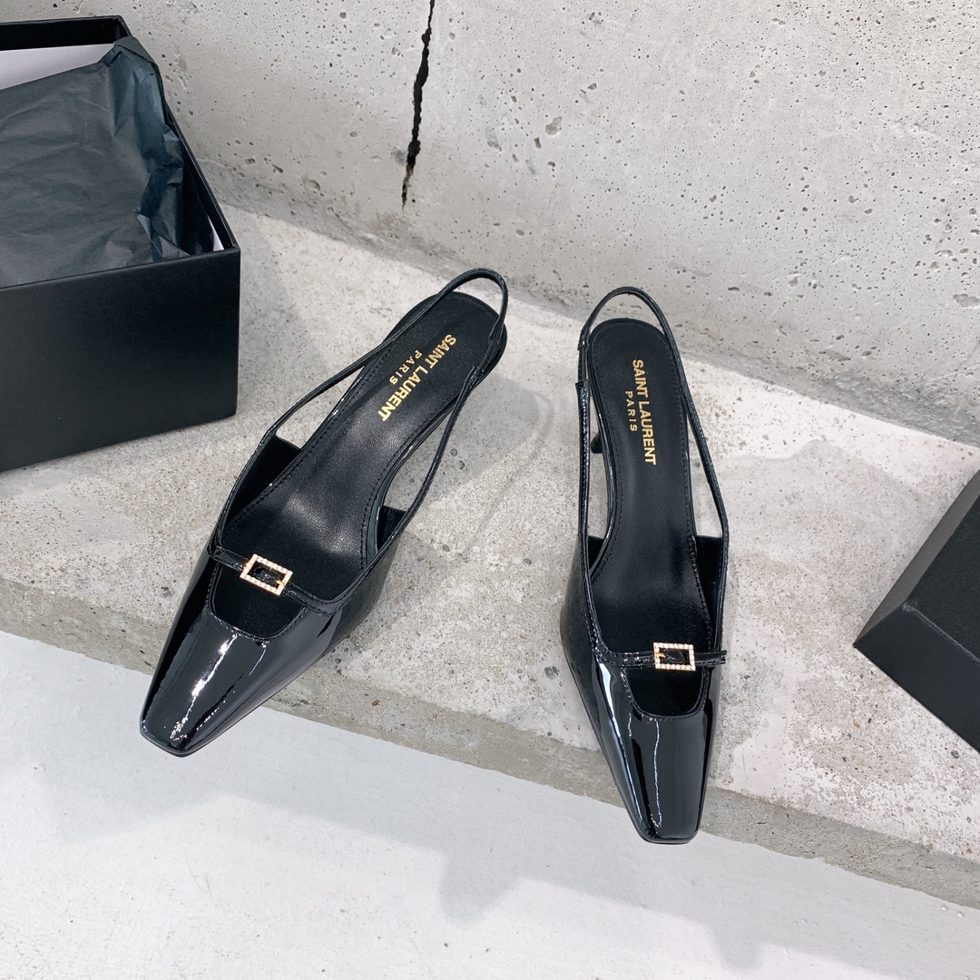 Saint Laurent Blade Slingback Pumps In Patent Leather - 