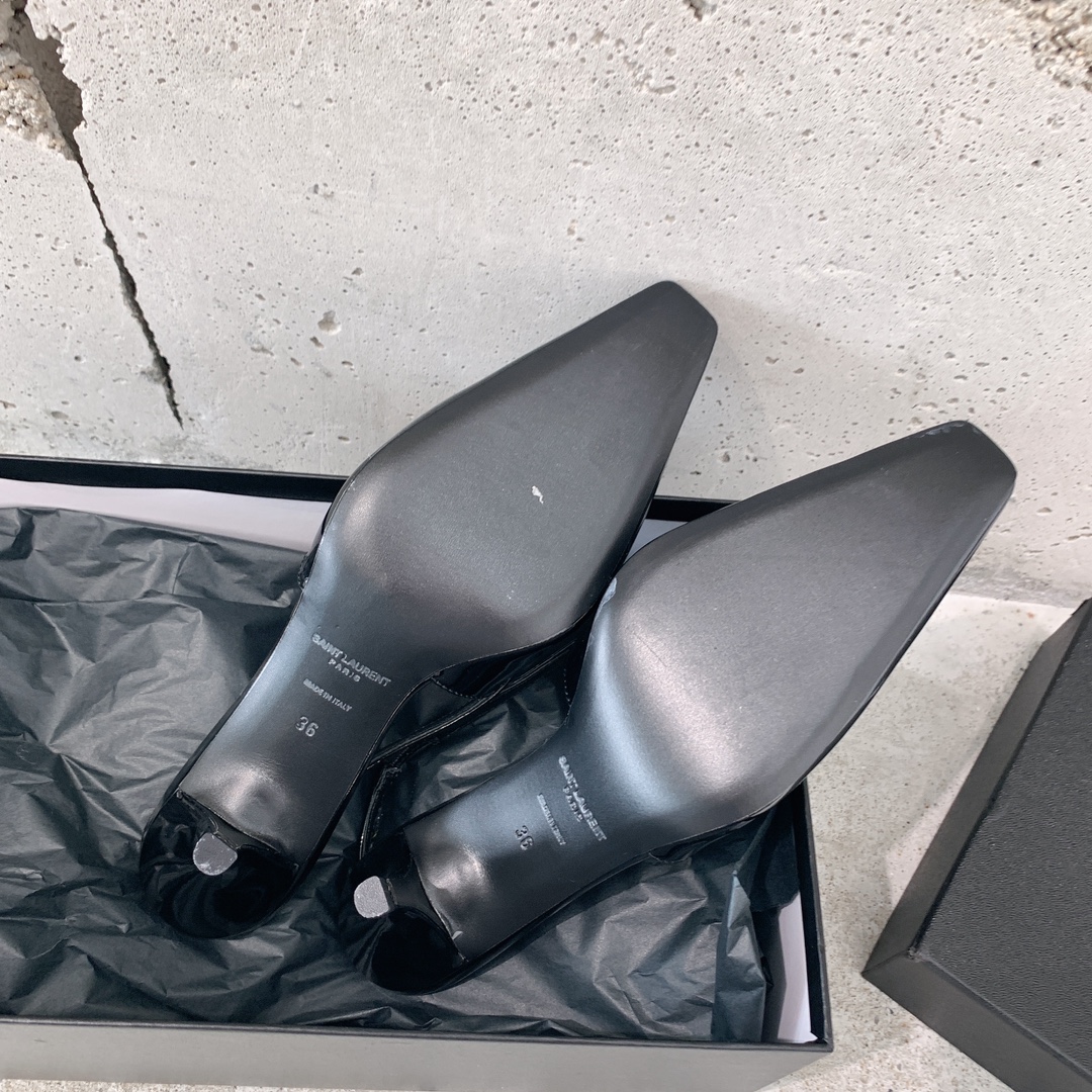 Saint Laurent Blade Slingback Pumps In Patent Leather - 