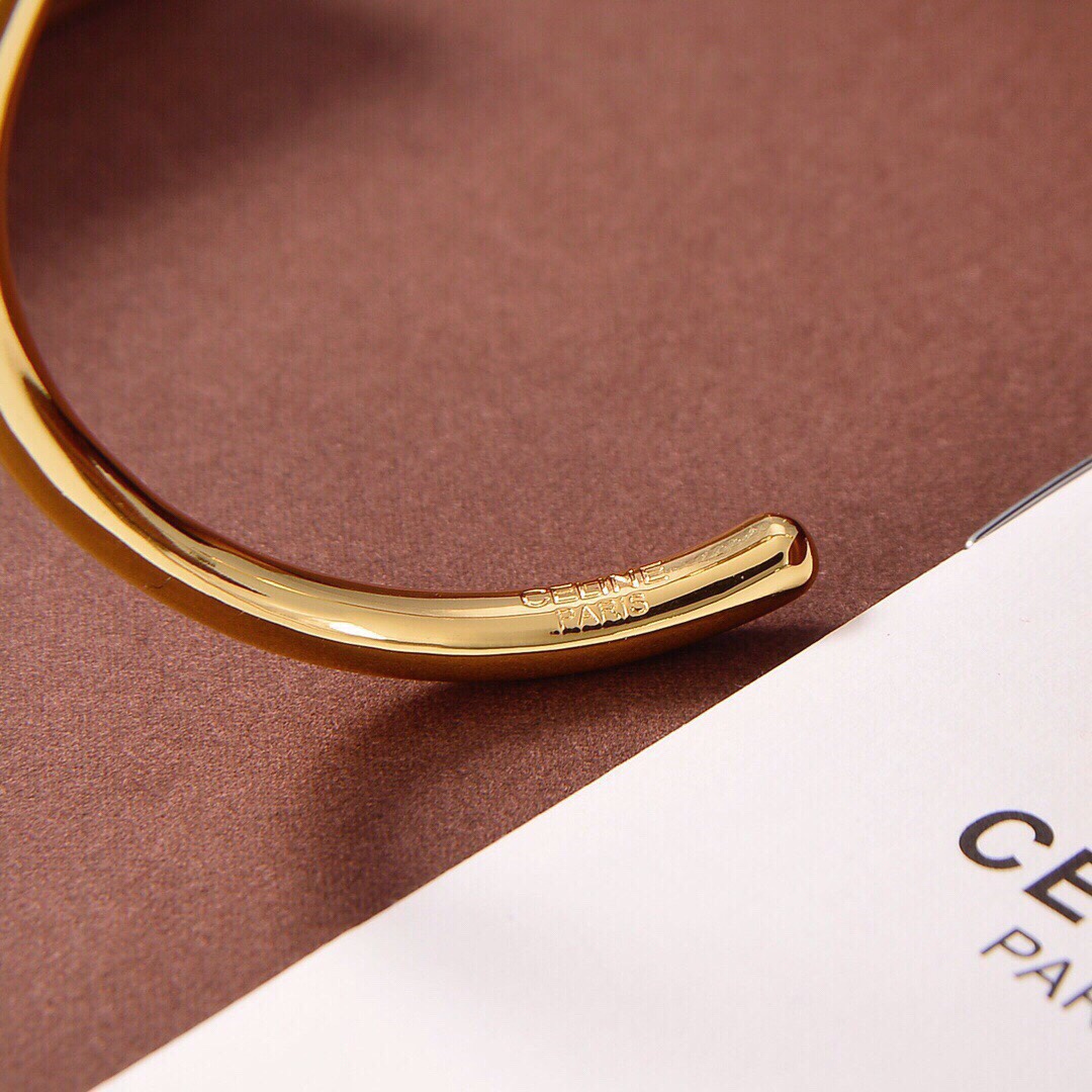 Celine Maillon Triomphe Thin Cuff In Brass With Gold Finish - 
