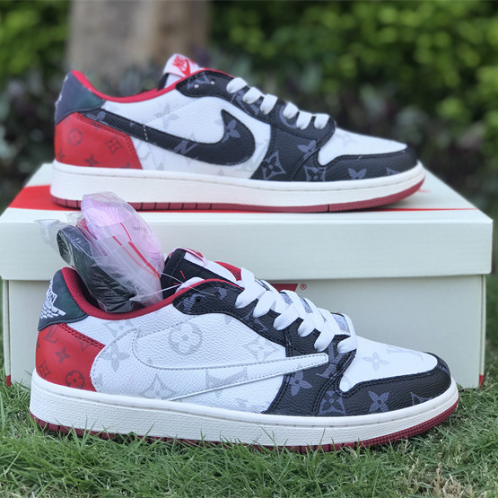 Louis Vuitton x Nike Air Jordan 1 Low OG SP"Black/White/Red/Grey Monogram"Sneaker   DM7866-318  - 