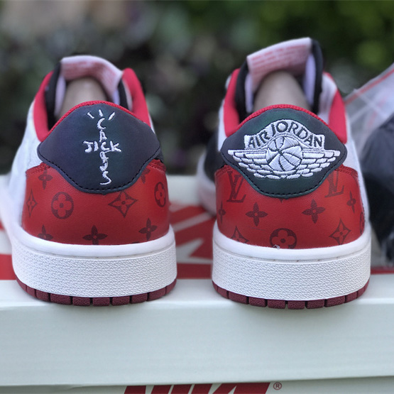 Louis Vuitton x Nike Air Jordan 1 Low OG SP"Black/White/Red/Grey Monogram"Sneaker   DM7866-318  - 