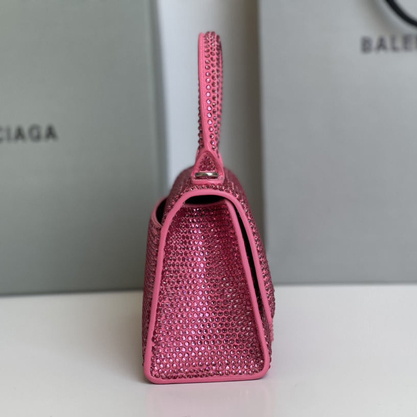 Balenciaga Hourglass XS Handbag With Rhinestones(19-8-21cm) - 