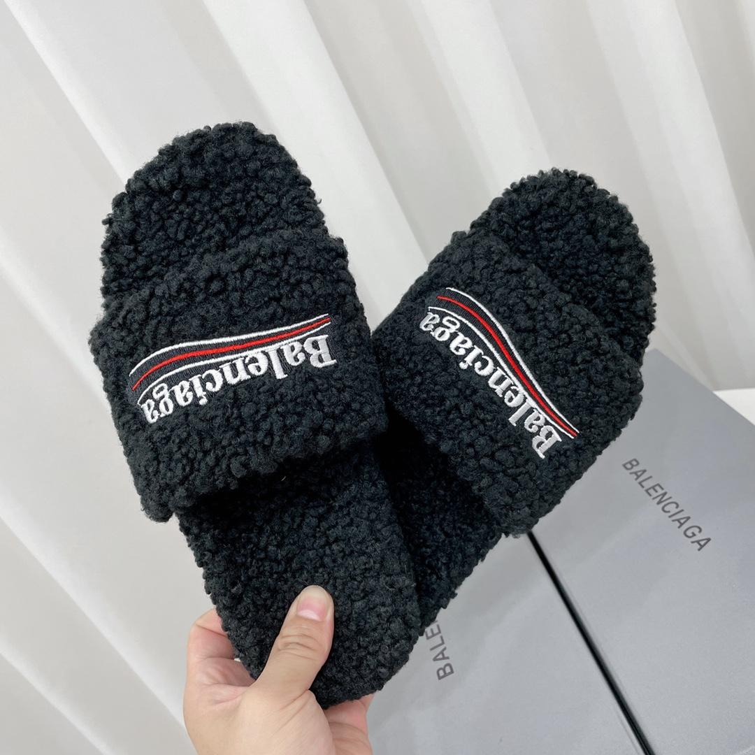 Balenciaga Furry Slide Sandal - 