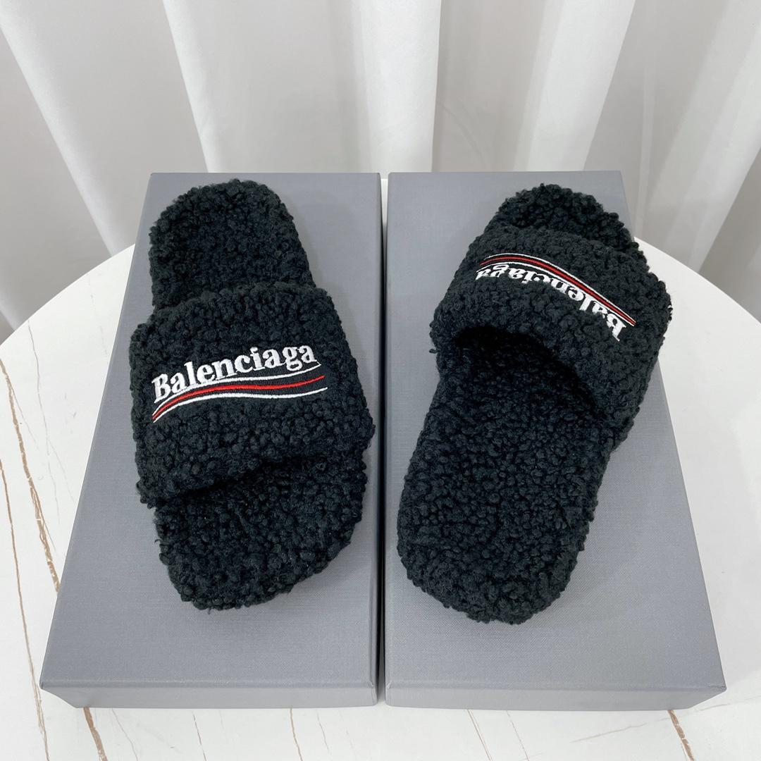 Balenciaga Furry Slide Sandal - 
