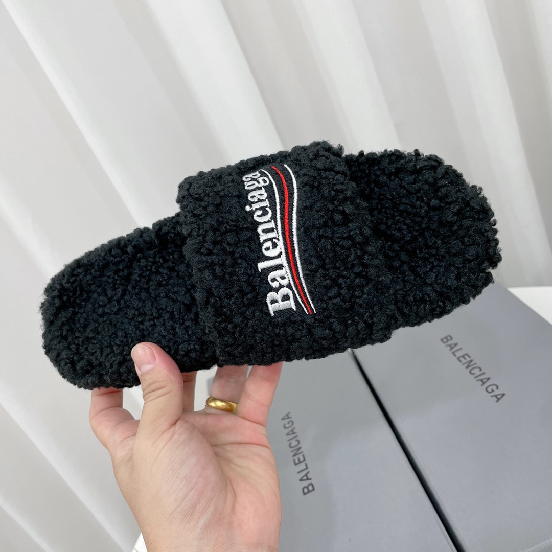 Balenciaga Furry Slide Sandal - 