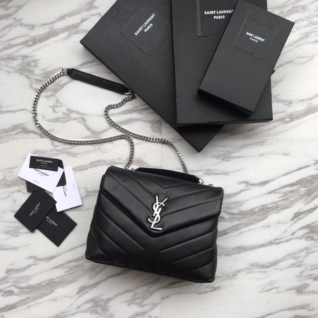 Saint Laurent Loulou Small Chain Bag In Quilted "Y" Leather(25cm) - 
