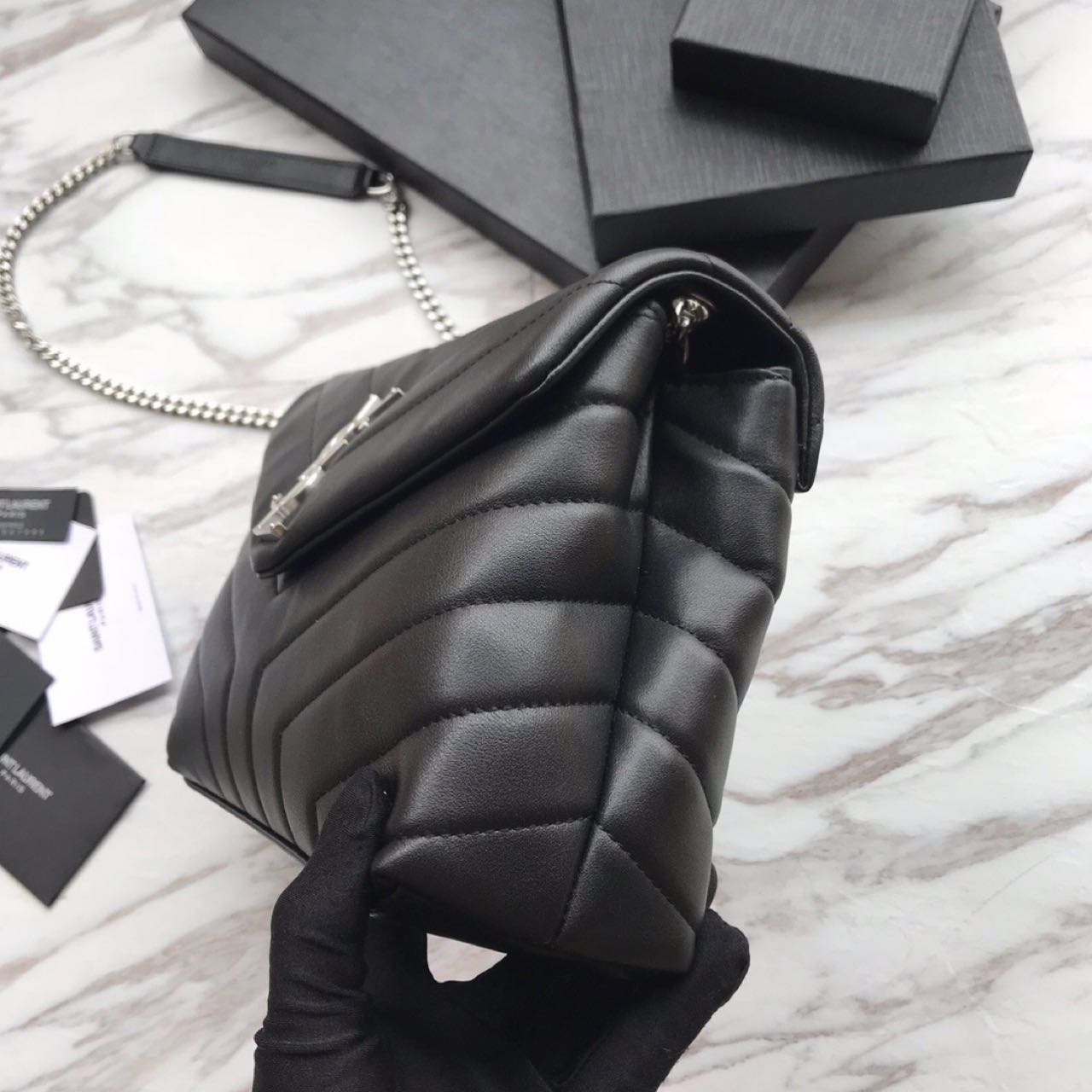 Saint Laurent Loulou Small Chain Bag In Quilted "Y" Leather(25cm) - 