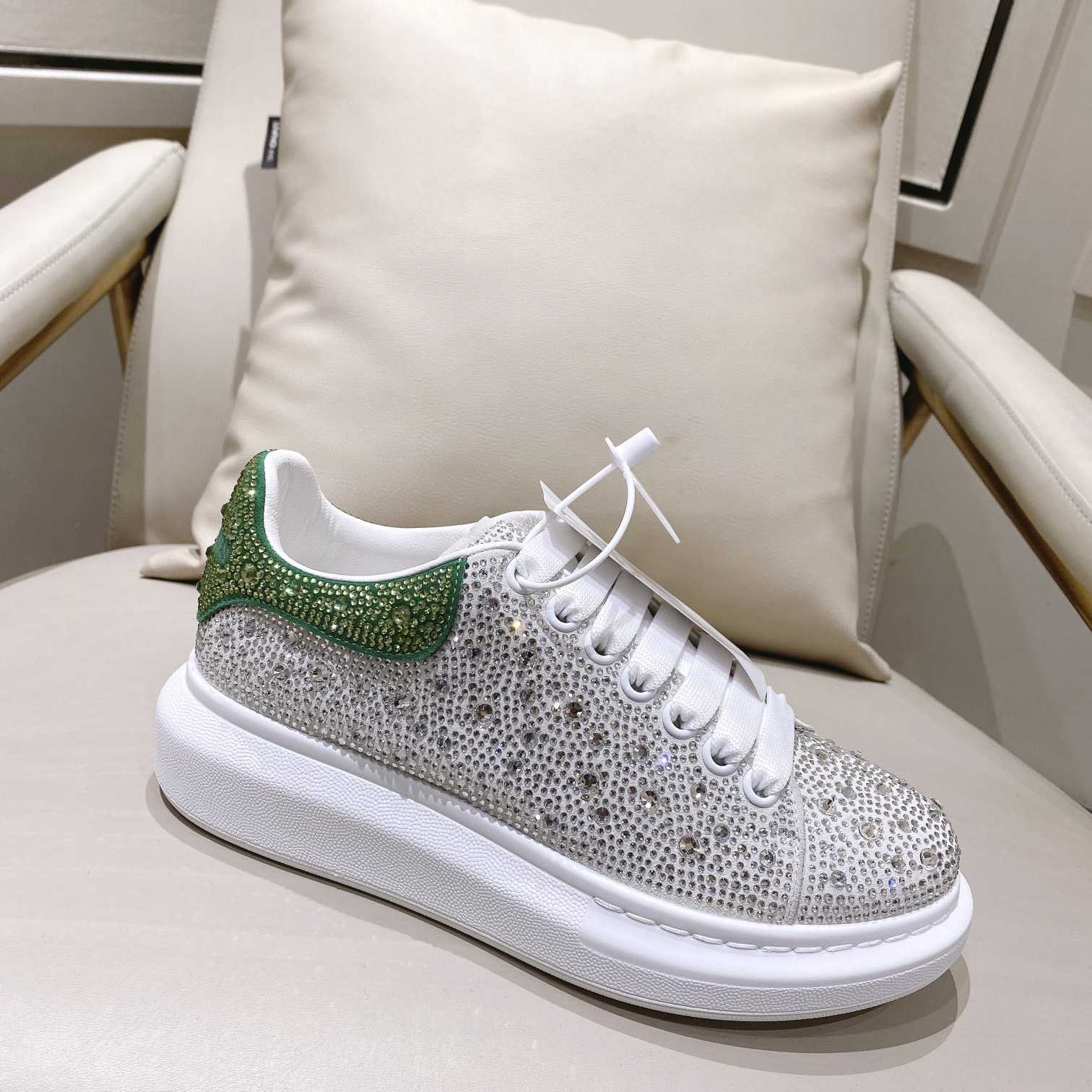 Alexander Mqueen Women's  Oversized Sneaker In White/Acid Green - 