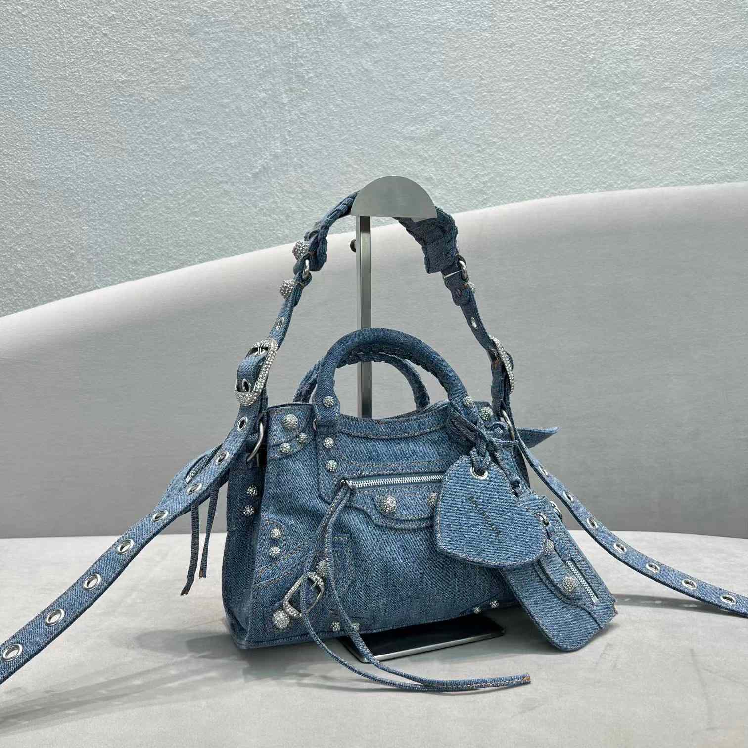 Balenciaga Neo Cagole XS Handbag In Denim - 