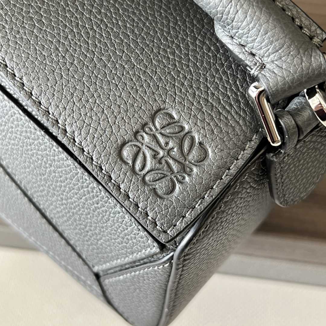 Loewe Small Puzzle Bag In Soft Grained Calfskin Grey Color - DesignerGu