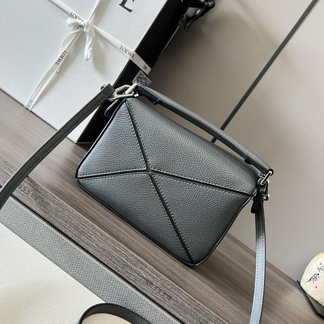 Loewe Small Puzzle Bag In Soft Grained Calfskin Grey Color - DesignerGu