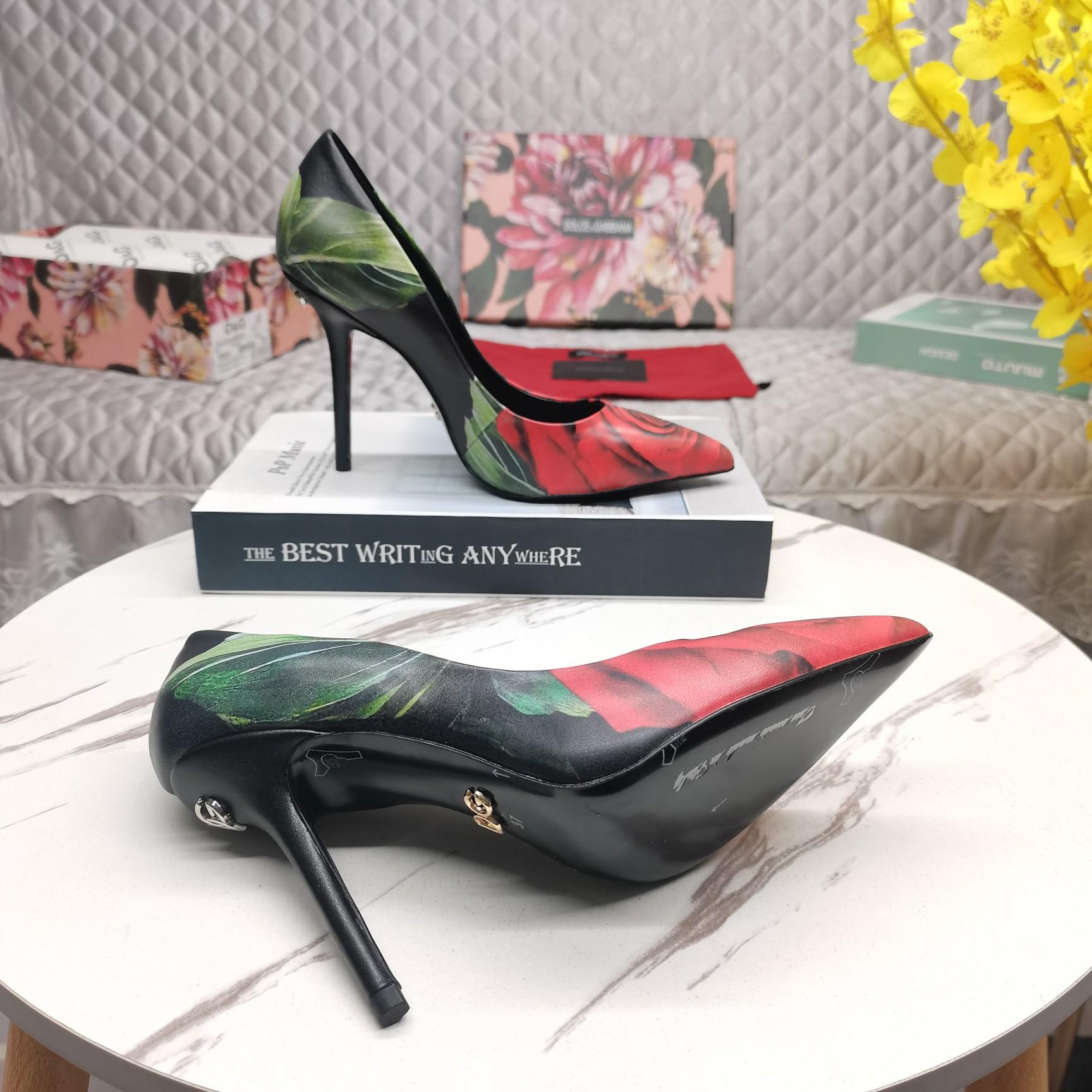 Dolce & Gabbana Rose-print Jersey Pumps - 