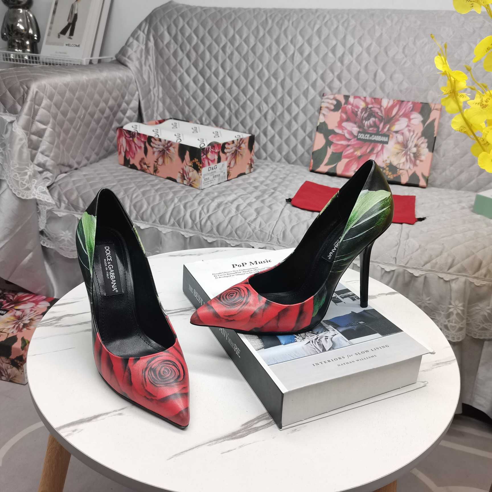 Dolce & Gabbana Rose-print Jersey Pumps - 