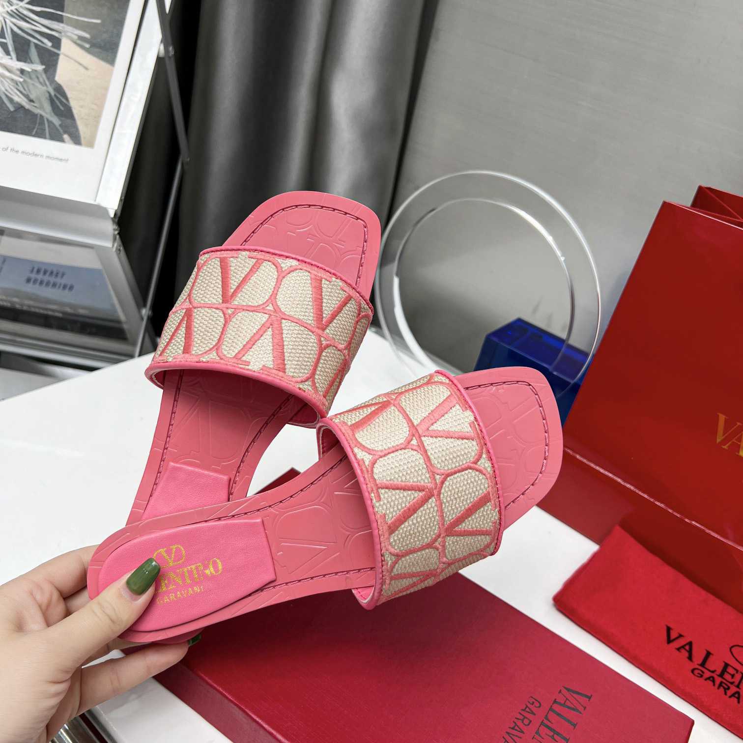 Valenti  Toile Iconographe Slide Sandal  - DesignerGu