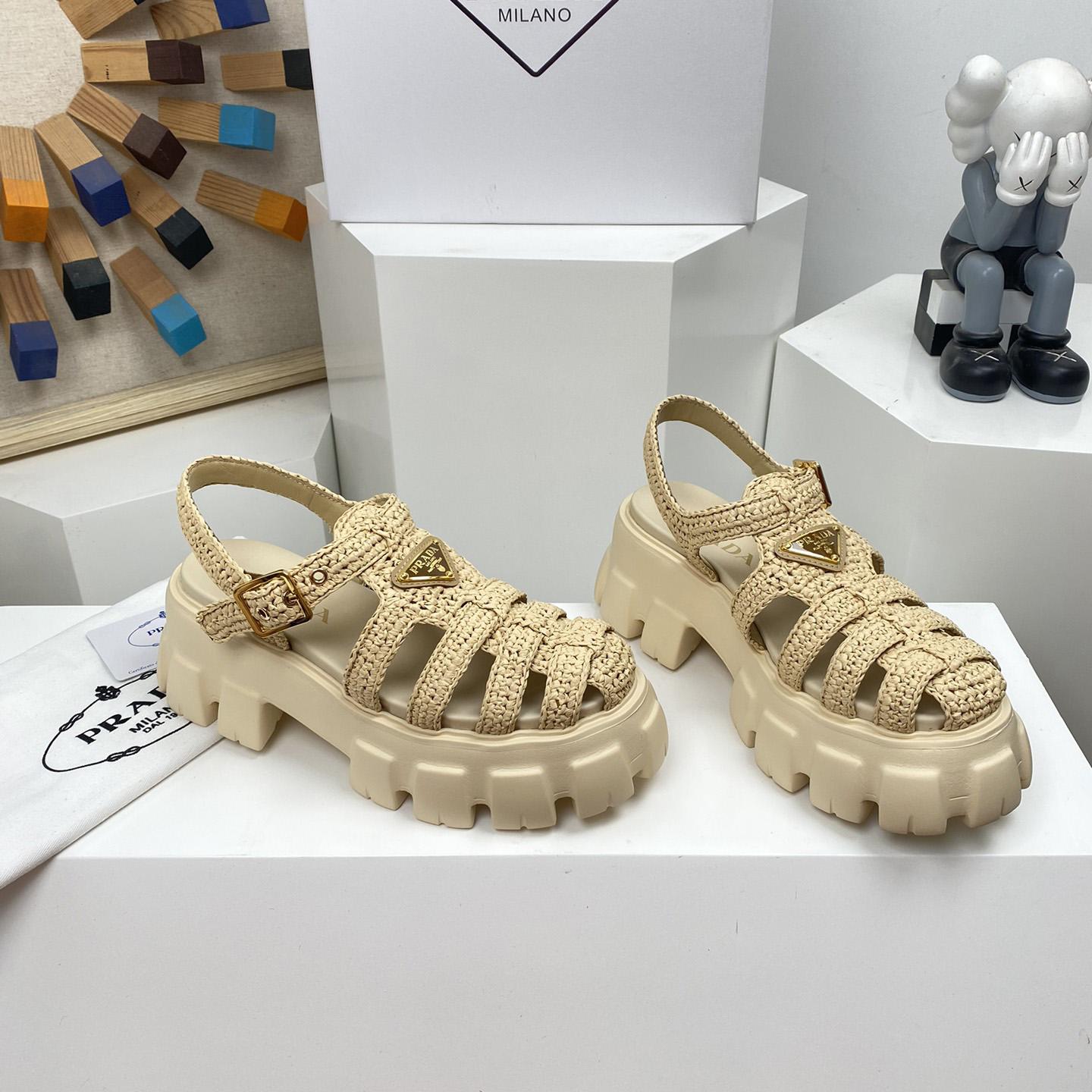 Prada Monolith Crochet Cage Sandals - DesignerGu