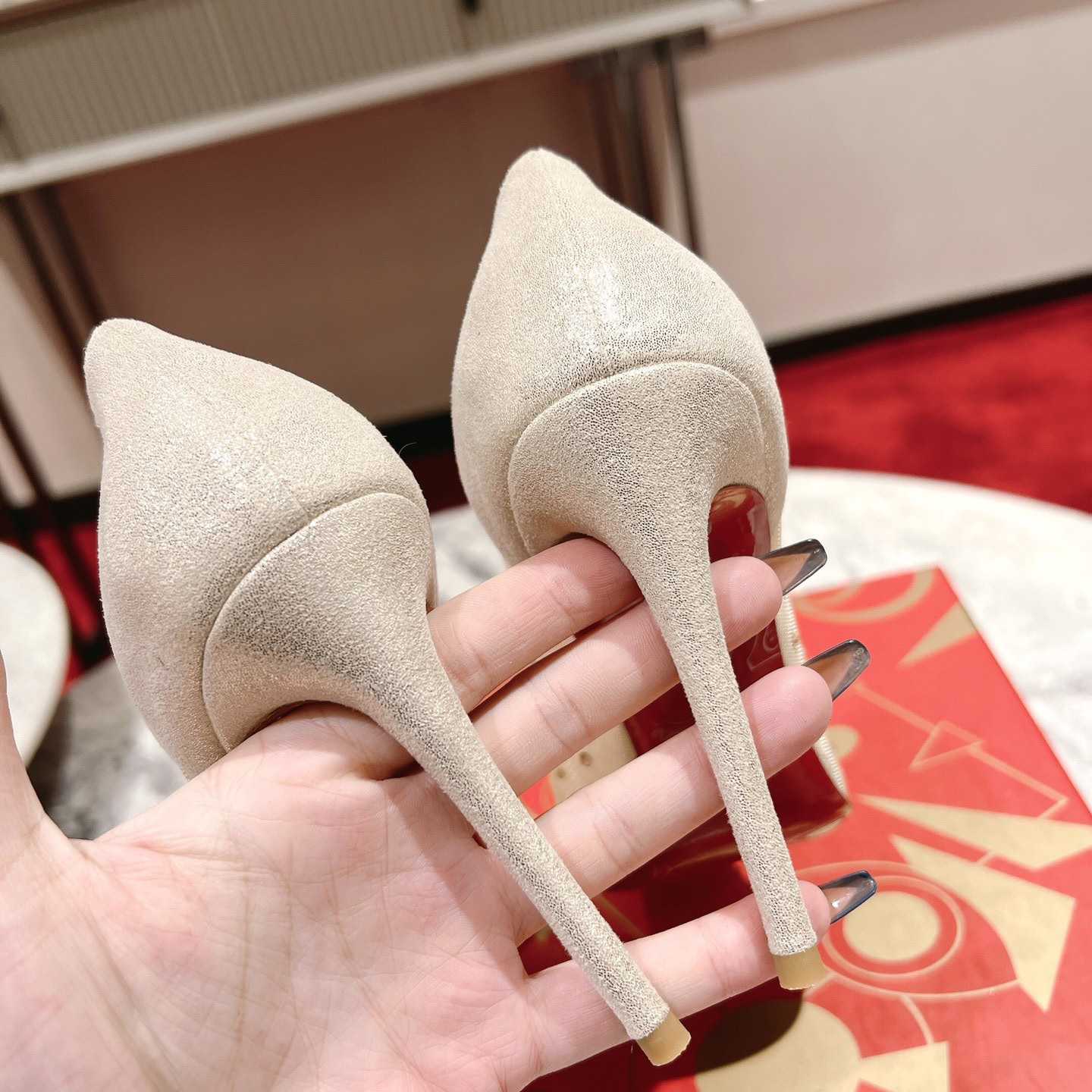 Christian Louboutin Follies Strass 85 mm Pumps - Irridescent Suede Calf, Net And Strass - Light Silk - DesignerGu