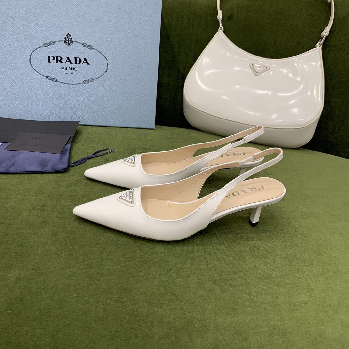 Prada Patent-leather Slingback Pumps - 