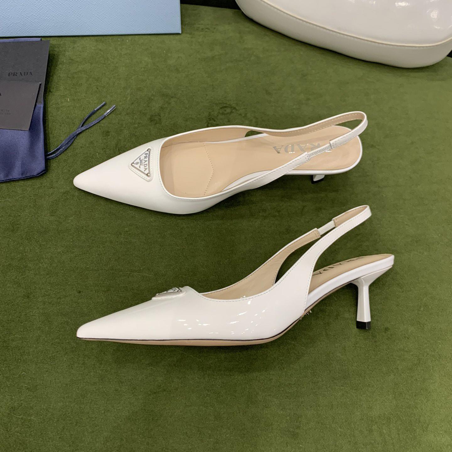 Prada Patent-leather Slingback Pumps - 