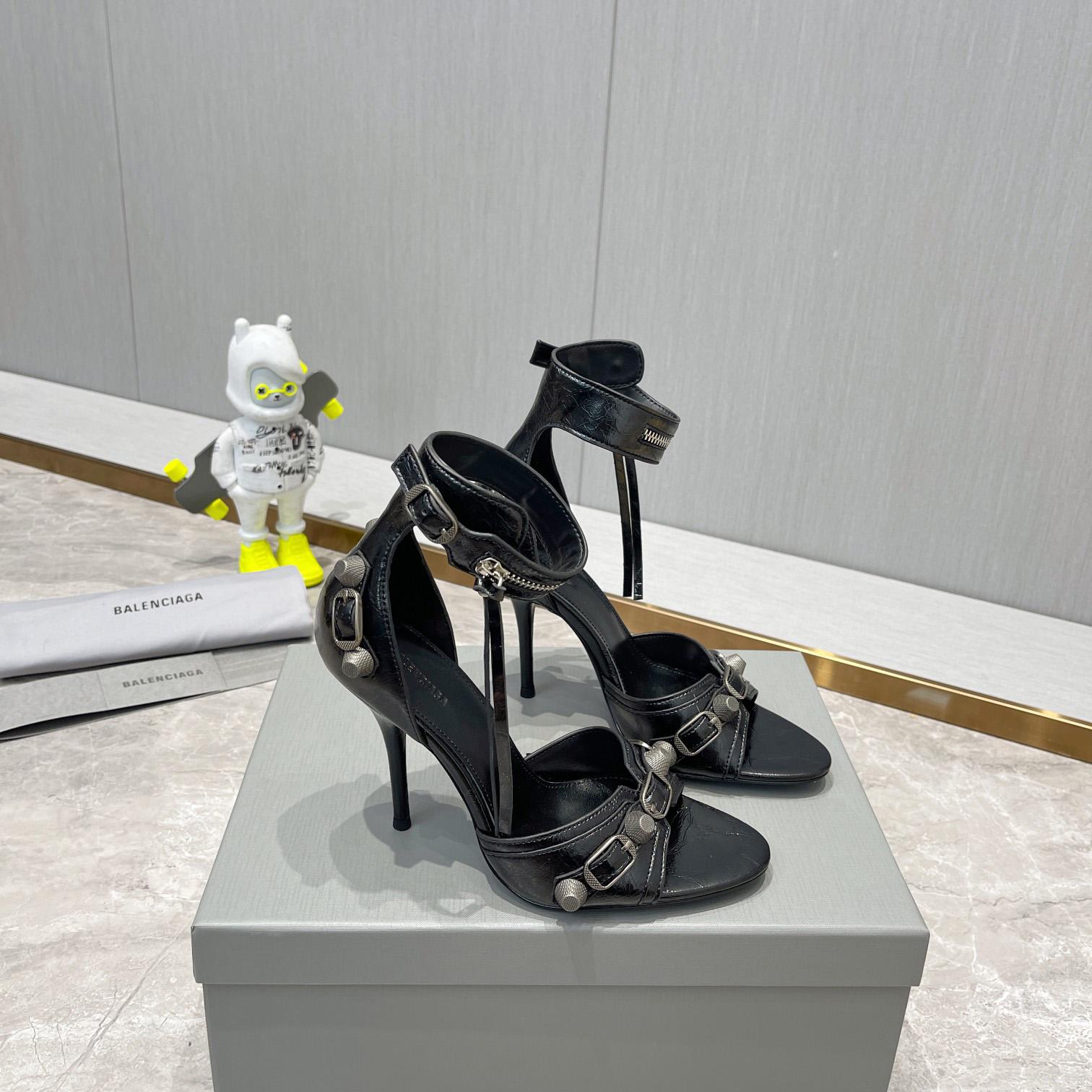 Balenciaga Cagole 110mm Sandal In Black Arena Lambskin - DesignerGu