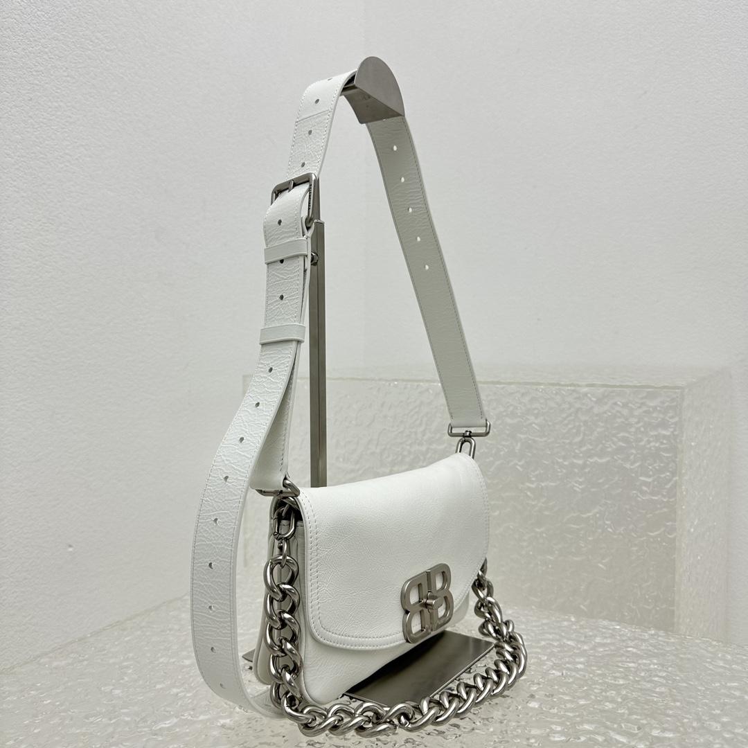 Balenciaga BB Soft Small Flap Bag In Optic White  - 
