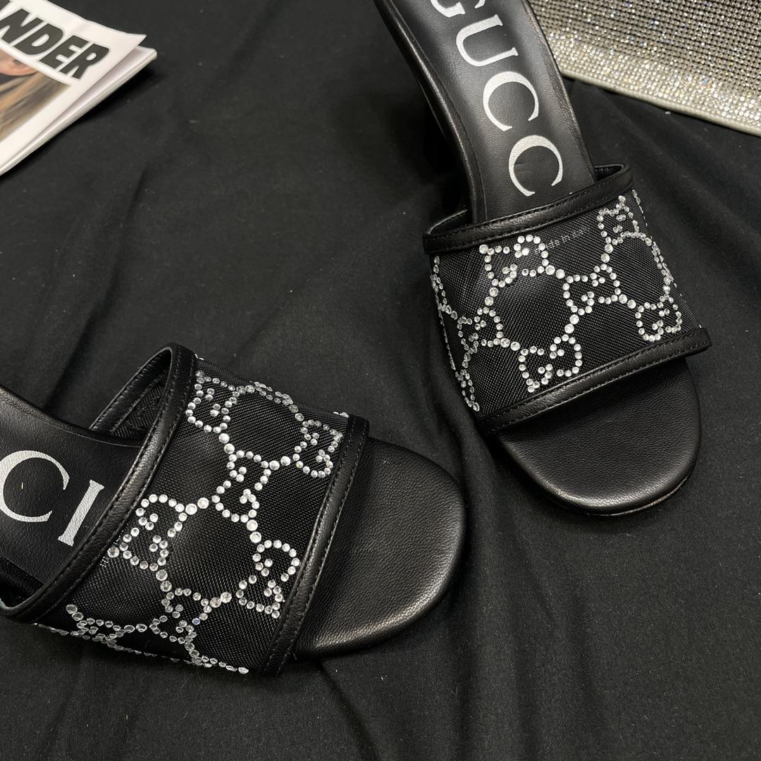 Gucci Women's GG Mid-heel Slide Sandal - DesignerGu