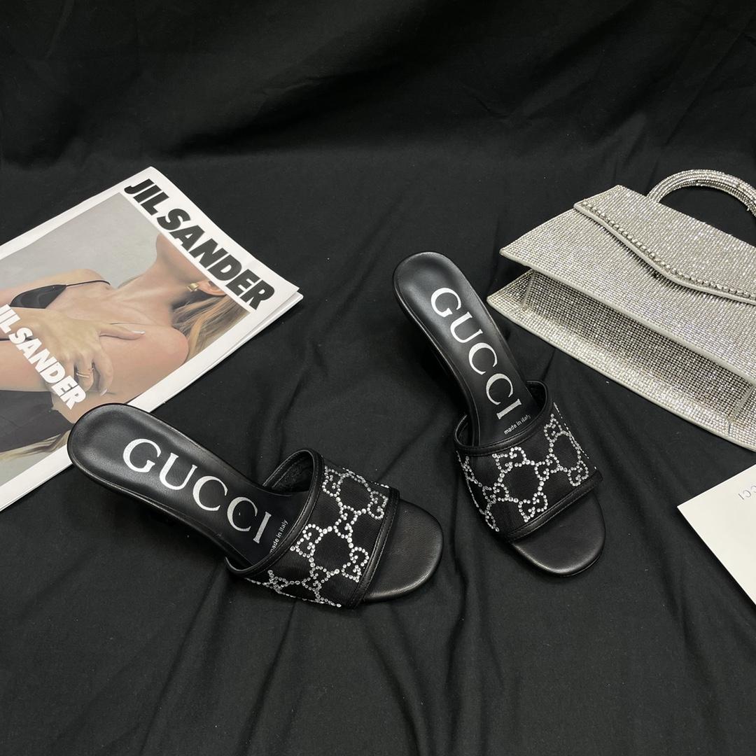 Gucci Women's GG Mid-heel Slide Sandal - DesignerGu